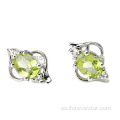 Pendiente de peridot de plata de ley 925